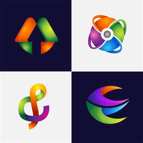 Conjunto de diseño de logotipo abstracto degradado Vector Premium