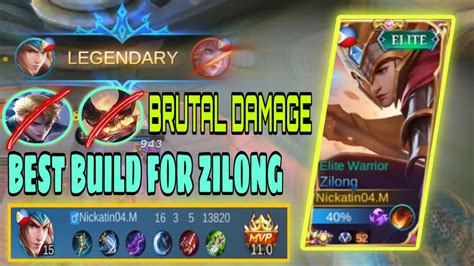 Brutal Damage Aggressive Zilong Best Build Sidelane MLBB YouTube