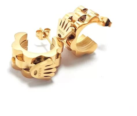 Aretes Rolex Corona Dorado Acero Inoxidable Laminado Oro 14k Cuotas