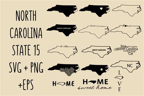 North Carolina Svg Bundlenorth Carolina State Outline