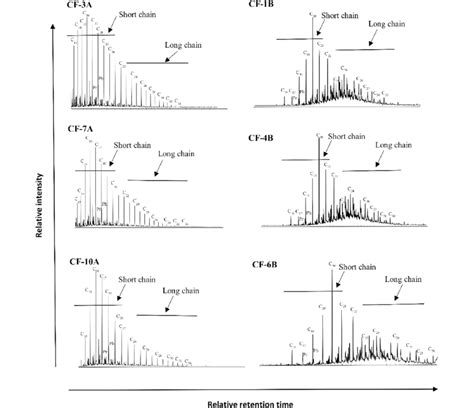 M Z Chromatograms Of Mela Drill Cuttings Left And Outcrop