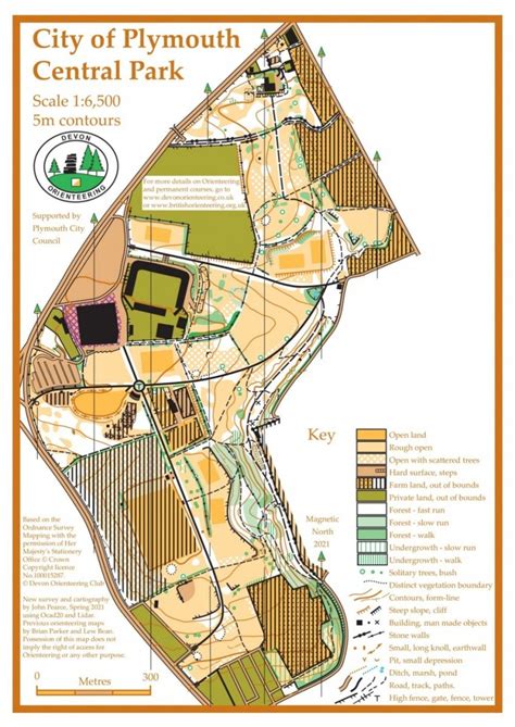 Plymouth Central Park map - Devon Orienteering