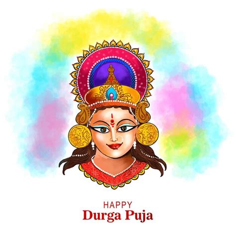 Free Vector Happy Durga Puja India Festival Holiday Card Illustration