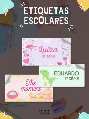 Etiquetas Escolares Todos Os Temas Compre Produtos Personalizados No Elo