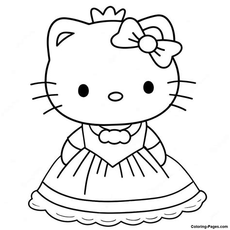 Hello Kitty In A Dress Coloring Page