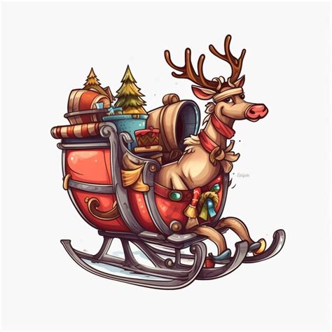 Premium AI Image | A reindeer sleigh with a santa claus on it.