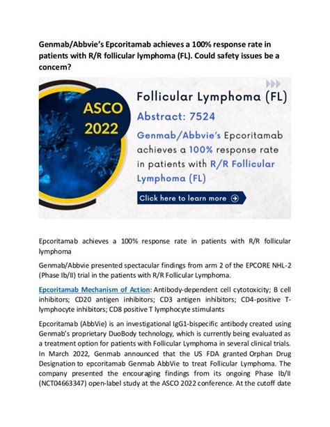 Genmab Abbvies Epcoritamab Achieves A 100 Response Rate In Patients