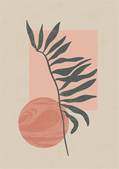 Botanical Contemporary Wall Art Poster Tropical Foliage Line Art