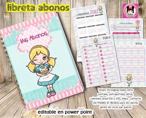 Kit Imprimible Libreta Para Abonos 120 Paginas Editable Mod3 En Venta