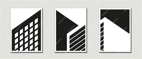 Premium Vector Black And White Mid Century Modern Art Prints With