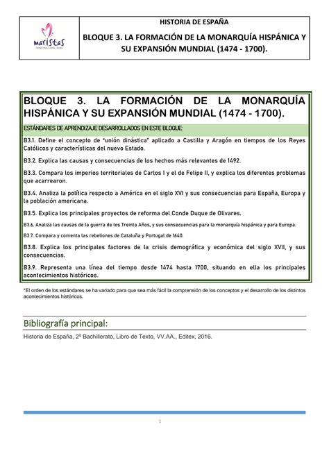 SOLUTION Bloque 3 La Formaci N De La Monarqu A Hisp Nica Y Su Expansi