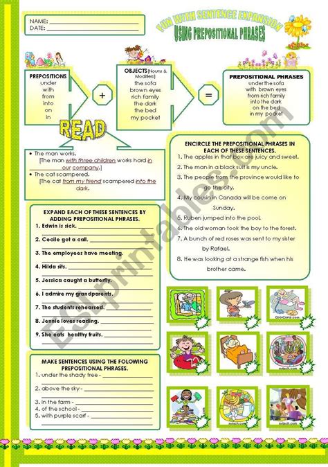 SENTENCE EXPANSION BY USING PREPOSITIONAL PHRASES ESL Worksheet By