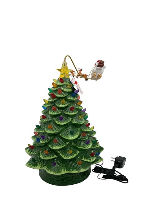 Mr Christmas Animated Ceramic Nostalgic Tree Green Santa Jender