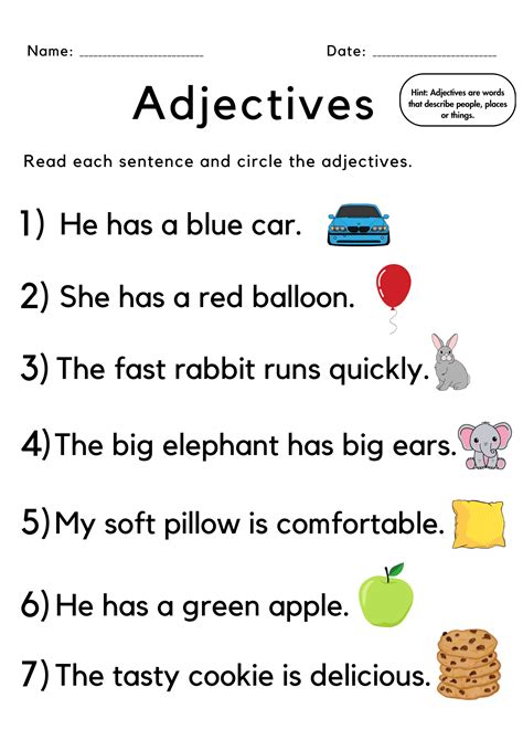 Circle The Adjective With Answers Worksheet For Grade 1 Made By Teachers