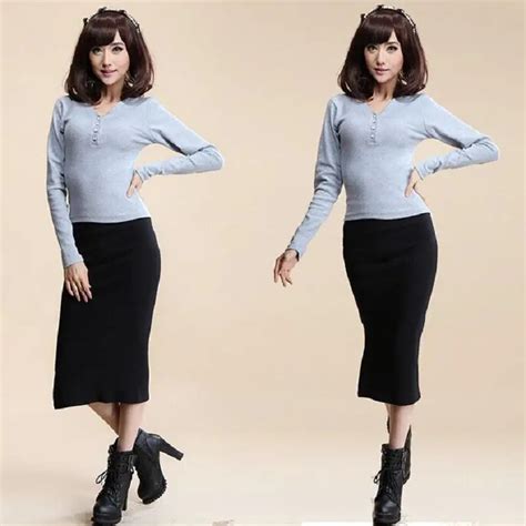 New Autumn Winter Cashmere Women Skirt Wool Rib Knit Long Skirt Package