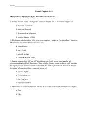 US HIST 1493 Exam 1A Chapters 16 18 Docx Name Exam 1 Chapters 16 18