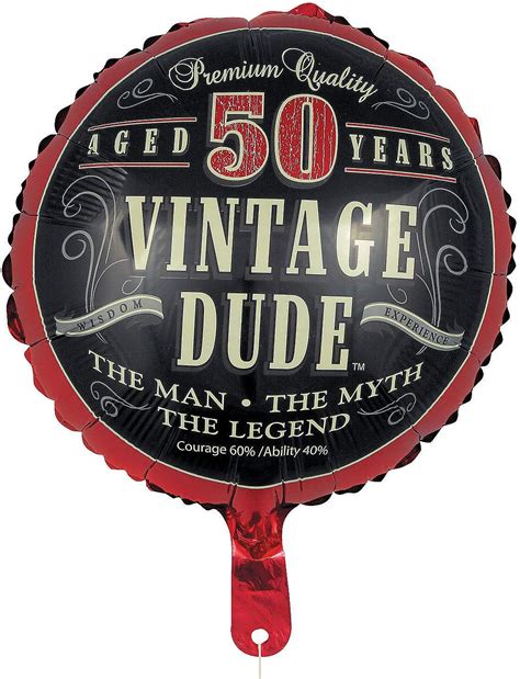 Vintage Dude 50th Birthday Metallic 18 Mylar Balloon