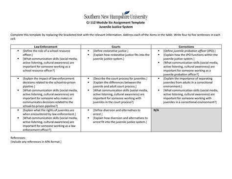 Cj Juvenile Justice Template Cj Module Six Assignment