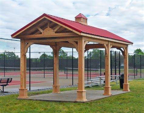 Red Cedar Gable Roof Open Rectangle Gazebos With 612 Roof Pitch