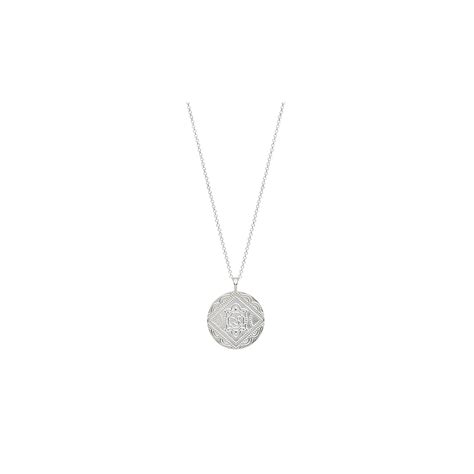 Simply Silver Sterling Silver 925 Embossed Round Pendant Necklace