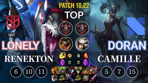 Sb Lonely Renekton Vs Drx Doran Camille Top Kr Patch Youtube