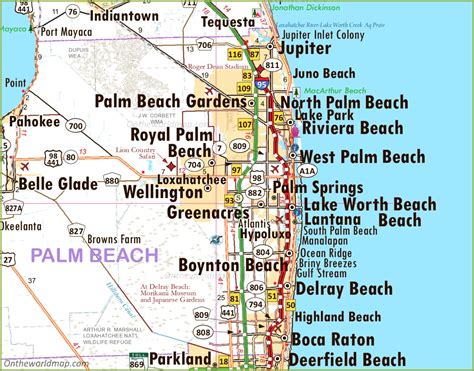 West Palm Beach Area Road Map - Ontheworldmap.com