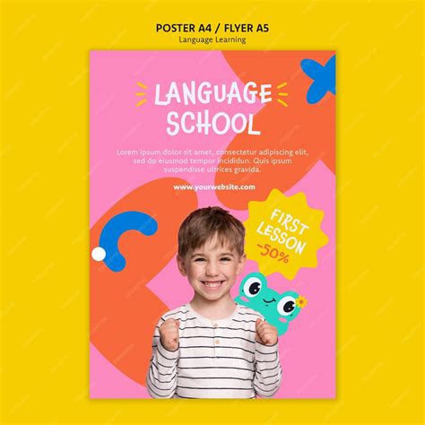 Premium Psd Flat Design Language Learning Template