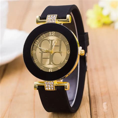 New Fashion Brand Gold Geneva Casual Quartz Watch Women Crystal Silicone Watches Relogio