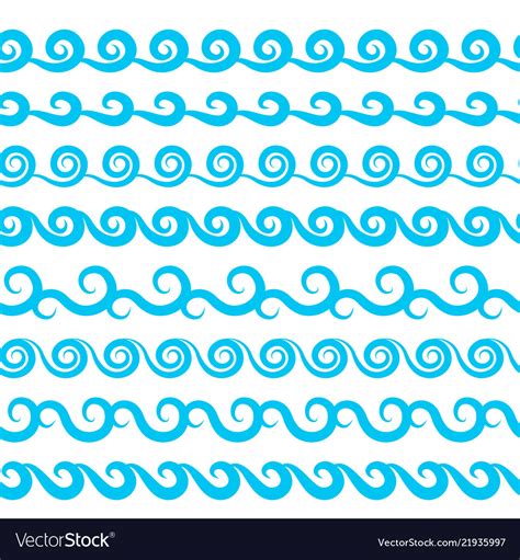 Sea water waves seamless borders aqua elements Vector Image