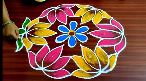 Margazhi Color Kolam New Year Lotus Kolam Dots Dhanurmasam