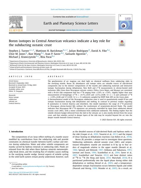 Pdf Boron Isotopes In Central American Volcanics Indicate A Key Role