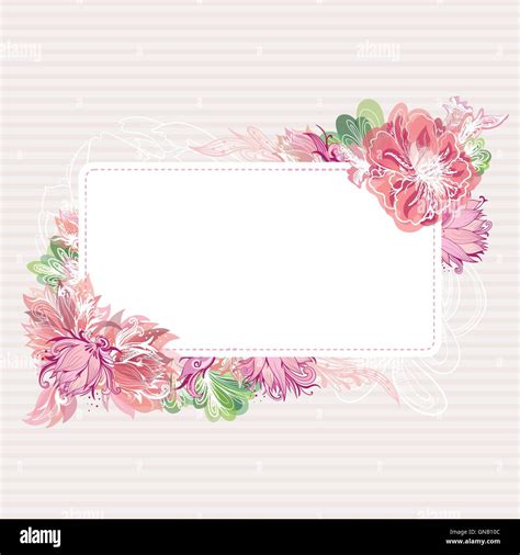 Romantic Vector Card Template With Floral Border Stock Vector Image