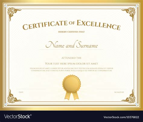 Free Editable Certificate Of Excellence