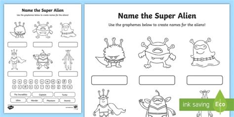 Name The Super Alien Phase 2 Worksheet Teacher Made