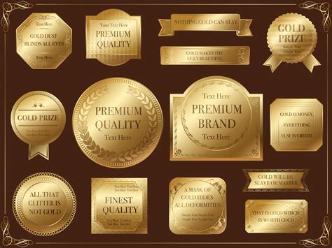 A Set Of Assorted Gold Labels 182095 Vector Art At Vecteezy