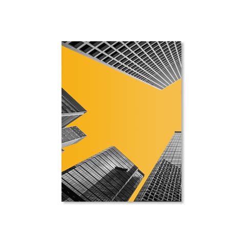 Nordic Poster Building Wall Art Pictures Black And Yellow Skyscraper