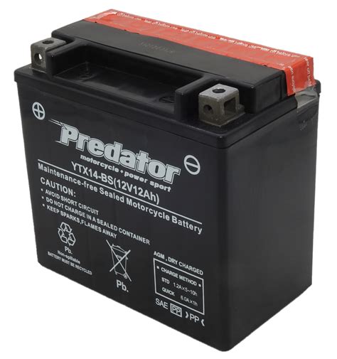 Pytx Bs Ytx Bs Volt Ah Predator Motorcycle Agm Battery With