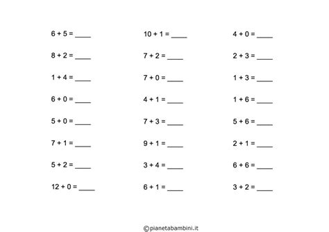 Esercizi Di Matematica Addizioni Per Scuola Elementare Da Stampare