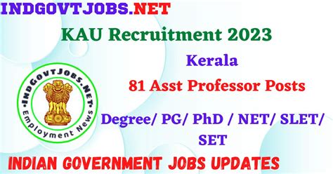 KAU Recruitment 2023 81 Asst Professor Posts Apply Online Best