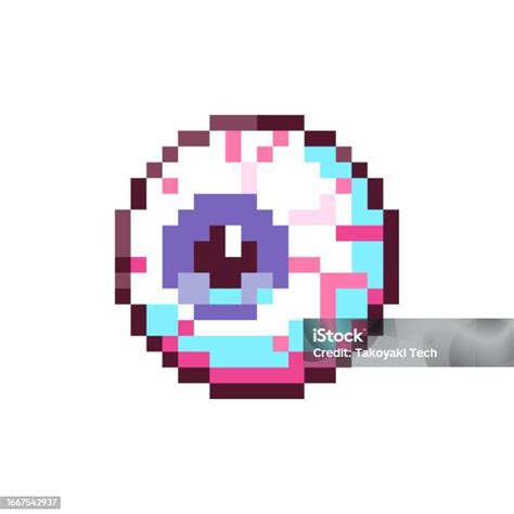 Pixel Art Spooky Eyeball Retro 8bit Style Halloween Decor Creepy Eye Illustration Ideal For