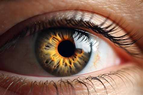 Premium Photo A Close Up Of A Womans Eye With A Yellow And Orange Iris