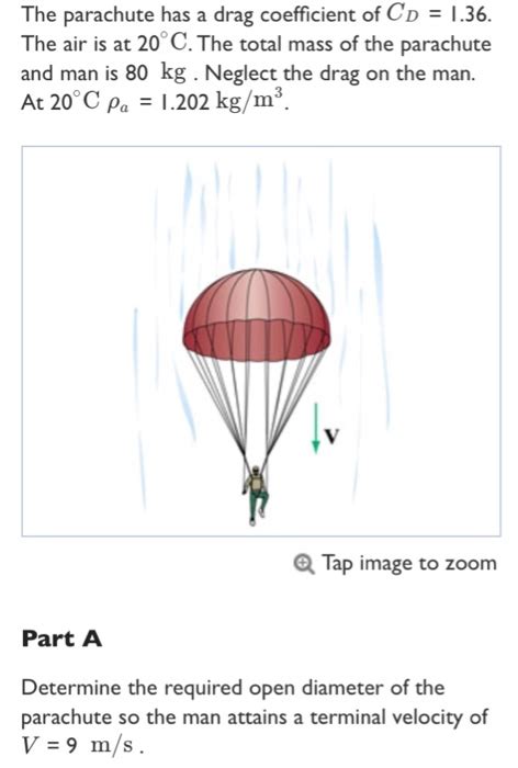 Solved The Parachute Has A Drag Coefficient Of C D Chegg