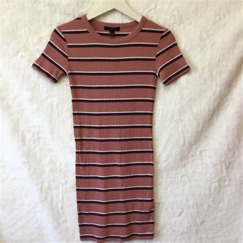 Forever 21 Forever 21 Dusty Pink Mixed Striped T Shirt Dress Grailed