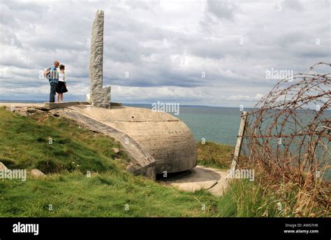 The Pointe Du Hoc Memorial Normandy Above An Artillery Position And