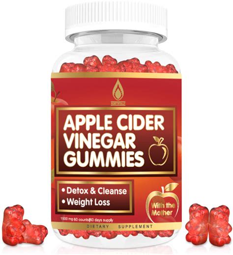 Apple Cider Vinegar Gummies With Mother For Weight Detox And Cleanse 60 Count Ebay