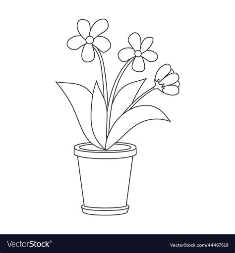 Flowerpot Outline Icon Royalty Free Vector Image