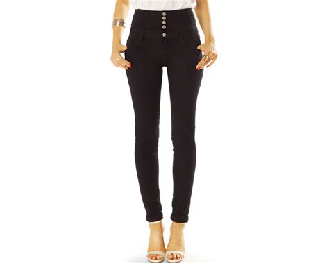 Be Styled High Waist Slimfit Röhrenjeans Skinny Stretch Hosen Mit Langer Knopfleiste Damen