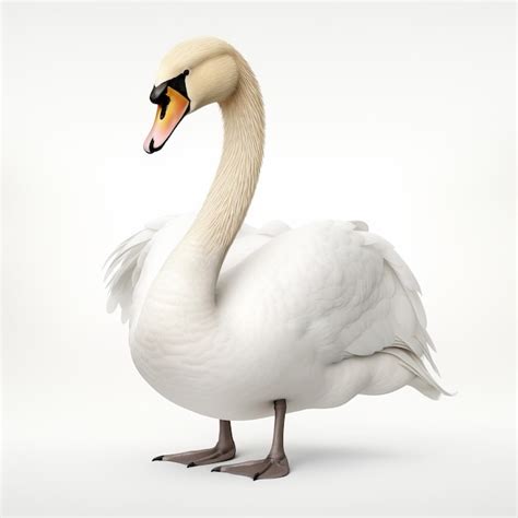 Cisne blanco aislado en un fondo blanco Ilustración 3D Foto Premium