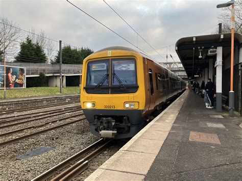 A British Rail Class 323 Hunslet Electric Multiple Unit Emu Train Arrives At Longbridge