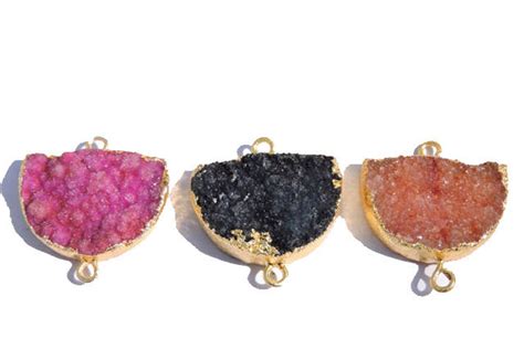 Buy 3 Pcs 24 Kt Gold Electroplated Edges Natural Multi Color Druzy